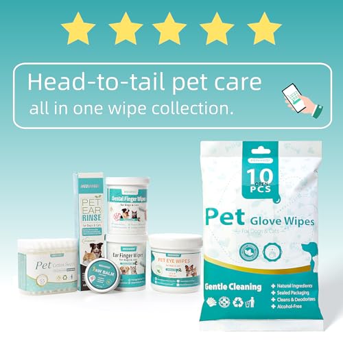 MEDUWEDU Dental Care Finger Wipes 60 Counts,Teeth Cleaning Finger Wipes for Dogs & Cats,Reduces Plaque & Freshens Breath, Mint Scent - size: 1.5" 60pcs