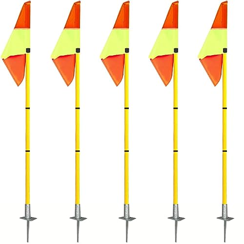 Slalom Training Agility Poles with Metal Spikes, Removable Coaching Sticks for Soccer Drills and Training, Spring Loaded Poles Soccer Technical Skills Training(Yellow B,1.5m(5ft)) - color: Yellow B, size: 1.5m(5ft)