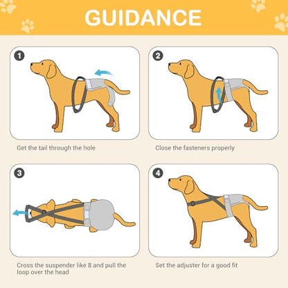 Avont 3 Pack Washable Female Dog Diaper with Suspender, Reusable Girl Doggie Diapers for Small Medium Large Doggy in Heat Cycle Period Incontinence - color: Yellow/Pink/Green…, size: M