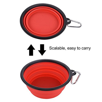 Collapsible Dog Bowls, Large Portable Travel Dog Bowls, 34oz Foldable Dogs Water Food Slow Feeder Bowl, Collapse Feeding Dish for Walking, Traveling, Hiking, Camping (2 Pack) - color: 34ozSlow Feeder-Blue&Red