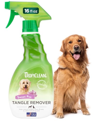 TropiClean Dog Detangler Spray Dematting, Leave in Conditioner, Perfect for Doodles & All Coat Types, Sweet Refreshing Scent, Made in the USA, 16 oz. - size: 16 oz
