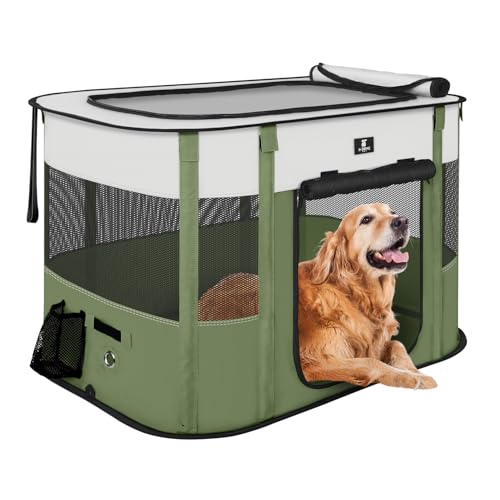 X-ZONE PET Dog Playpen, Puppy Cat Play Pen Portable Foldable Indoor/Outdoor Tent Crate Cage, Portable Pet Crate Medium Size Green 33" - color: Green, style: Medium