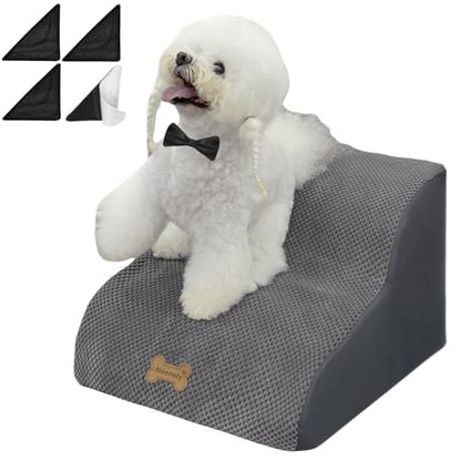 Dog Stairs for High Beds Couches 2-Step 2-5 Step Pet Stairs Steps for Small Large Dogs Cats Non-Slip Balanced Ramp Indoor Stairs with Non-Slip Sticker 30D Grey