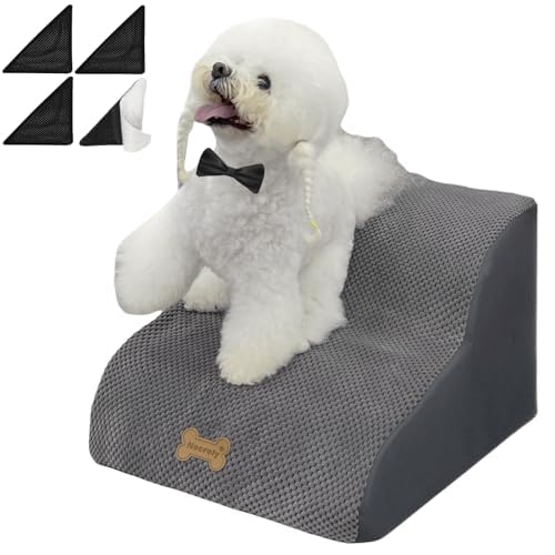 Dog Stairs for High Beds Couches 2-Step 2-5 Step Pet Stairs Steps for Small Large Dogs Cats Non-Slip Balanced Ramp Indoor Stairs with Non-Slip Sticker 30D Grey