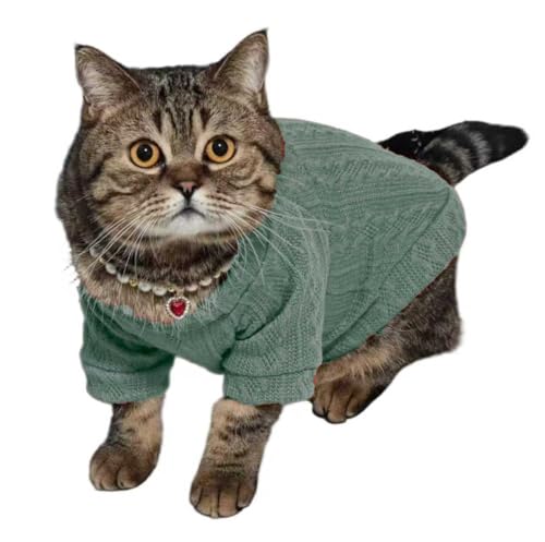 Kitten Clothes, Dog Cat Sweaters Pet Puppy Knitwear Costume Fall Winter Coat for Small Medium Cats Dog Girl Boy Fit 2.2-23lb - color: Green, size: Small