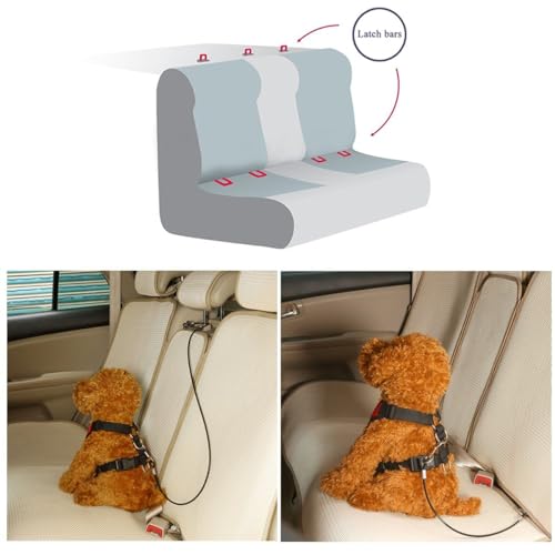 Mogoko Pet Dog Car Seat Belt Restraint, Coated Stainless Steel Chew Proof Dog Vehicle Safety Tether Cable, Double Clip No-Chew Pet Car Leash Lead-24 Inch Black - color: Black, size: 24 inches