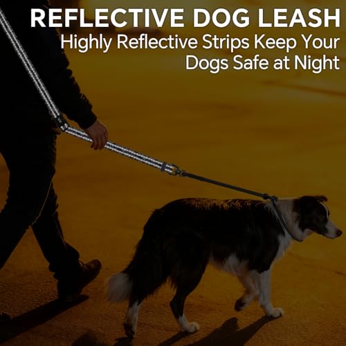 QQPETS Adjustable Slip Lead Dog Leash, Hands Free Waist Leash for Dog Walking, Reflective Training Lead with 360° Swivel Anti-Tangle, 4-7 ft Length for All Breeds - color: White Daisy