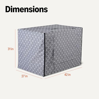 Amazon Basics Dog Cage Cover for 42-inch Wire Crates, Heavy-Duty with Zippered Panels - size: 42"L x 27"W x 31"H
