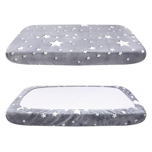Flannel Dog Bed Covers Replacement Washable, Elastic Edged Dog Bed Sheet with Glow in the Dark Star Design for Large & Medium Pet Beds, Cover Only (Gray, 52.0" L x 28.0" W x 5.0" Th) - color: Gray, size: 52.0"L x 28.0"W x 5.0"Th