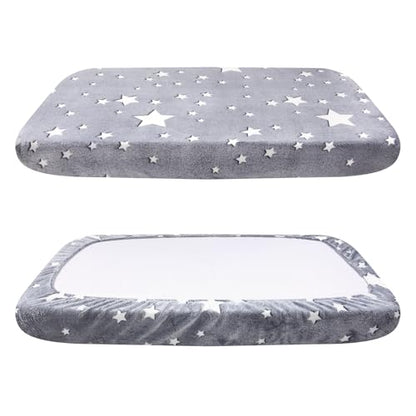 Flannel Dog Bed Covers Replacement Washable, Elastic Edged Dog Bed Sheet with Glow in the Dark Star Design for Large & Medium Pet Beds, Cover Only (Gray, 52.0" L x 28.0" W x 5.0" Th) - color: Gray, size: 52.0"L x 28.0"W x 5.0"Th