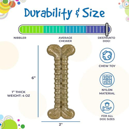 SodaPup Tough Bone – Durable Nylon Dog Chew Toy Made in USA from Non Toxic Pet Safe Food Safe Material for Aggressive Chewers, Dental Support, Mental Stimulation, Fresh Breath, & Problem Chewing - color: Brown Toughbone