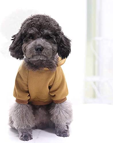 Idepet Pet Dog Hoodies Dog Clothes for Small Dogs Vest Chihuahua Clothes Warm Coat Jacket Autumn Puppy Outfits Cats Dogs Clothing(S, Coffee) - color: Coffee, size: Small