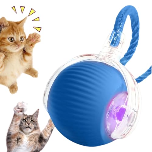Interactive Cat Toy,Electric Dog BallToy,Cat Toys for Indoor Cats,Chewie Viral Dog Ball,Adjustable Sports Rolling Toy,Electric Rolling Ball Christmas Birthday Gift for Pets.(Blue) - color: Blue