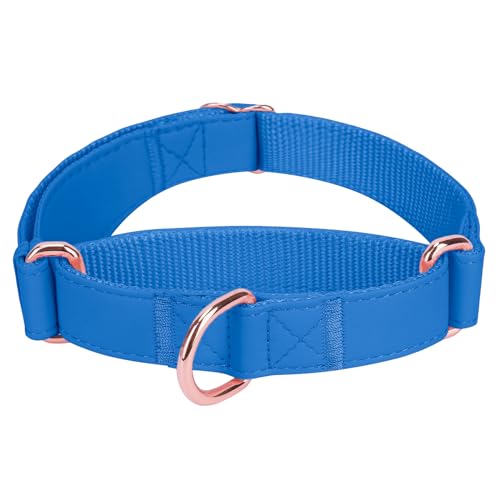 Soft Leather Martingale Dog Collar - Adjustable Rose Gold Limited Slip Collars [Easy to Clean], Stylish Durable Heavy Duty Nylon No Pull Training Collar for Small Medium Large Dogs XS Dark Blue - color: Dark Blue, size: XS (Neck 8"-11", Width 3/5")