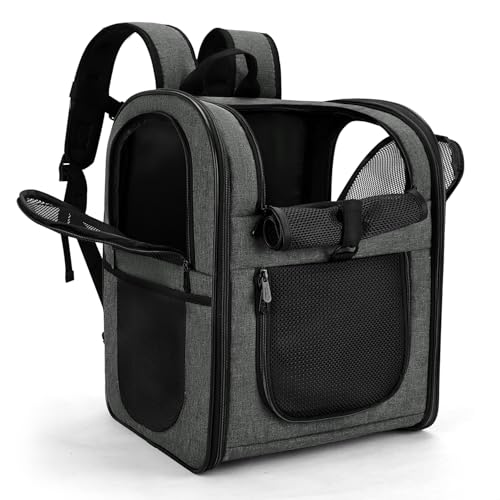 Apollo Walker Pet Carrier Backpack for 4-18lb Cats and Dogs, Puppies, Safety Features and Cushion Back Support | for Travel, Hiking, Outdoor Use (Gray) - color: gray