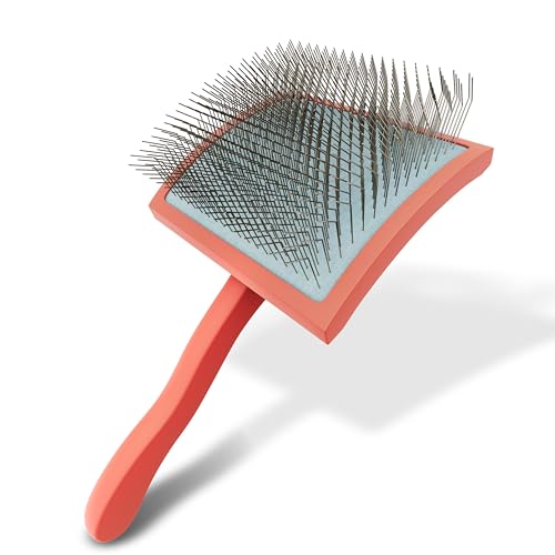 Slicker Brush for Dogs, for Golden Doodles with Long Hair, for Large Pet Dogs, Grooming Pet Hair - red（Large） - color: red