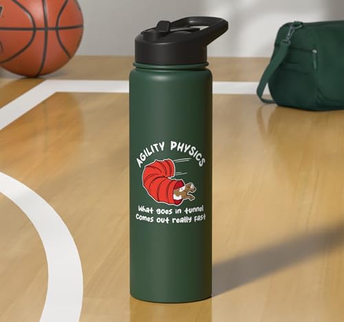 Dog Agility Design For Dog Handler - What Goes In Tunnel Stainless Steel Insulated Water Bottle - color: Dark Green