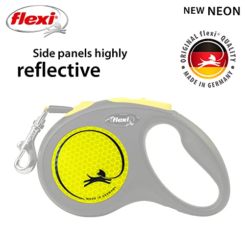 FLEXI New Neon Tape Retractable Dog Leashes for Small Dogs Upto 33 lbs. –16 ft.,Neon Yellow/Black | Tangle Free Pet Walking Leash with One-Handed Brake,Pause,Lock | German Quality Product (Pack of 12) - color: Yellow/Black, size: Small (Pack of 12)