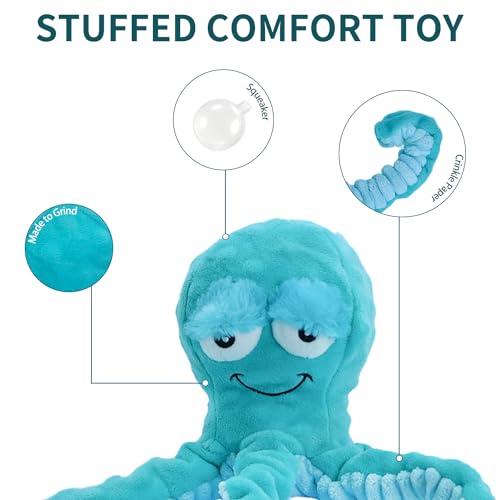 Squeaky Dog Toys - Interactive Plush Toys for Medium Dogs- Blue Octopus Toys for Tug of War - style: Octopus dog toys