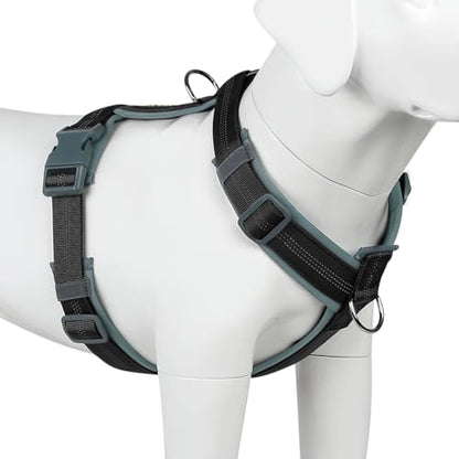 Plutus Pet No Pull Dog Harness, Adjustable Nylon Harness with Soft Padding, Reflective and Heavy Duty Dog Harness for Small, Medium, Large Dogs(Black, M) - color: Black, size: M