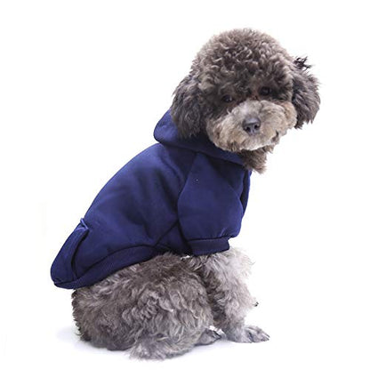 Idepet Pet Dog Hoodies Dog Clothes for Small Dogs Vest Chihuahua Clothes Warm Coat Jacket Autumn Puppy Outfits Cats Dogs Clothing(M, NavyBlue) - color: NavyBlue, size: Medium
