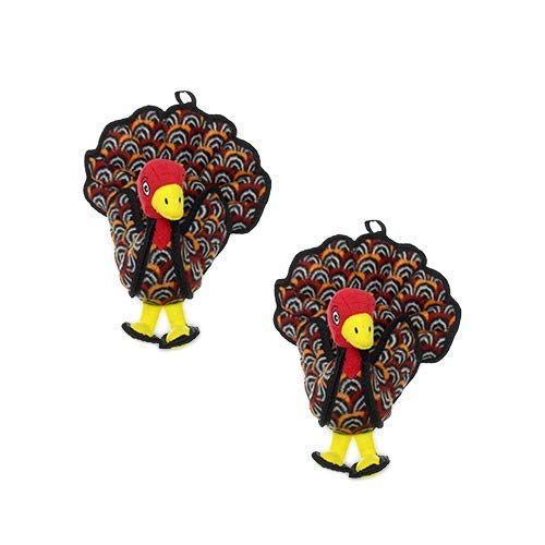 TUFFY® : 2 Pack Jr Turkey Dog Toy: Ultra Durable Plush Toy with Multiple Layers & Reinforced Seams, Washable and Floats, Original Construction - color: 2PK Multi-color Jr Turkey