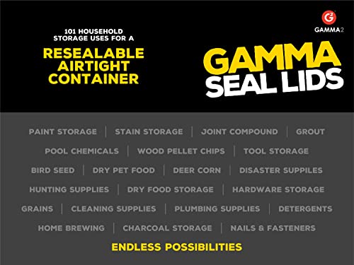 Gamma2 Gamma Seal Lid for Utility Buckets - Fits 3.5, 5, 6 & 7 gallon buckets, Yellow, Made in USA - color: Yellow, size: Fits 3.5, 5, 6, & 7 Gallon Buckets