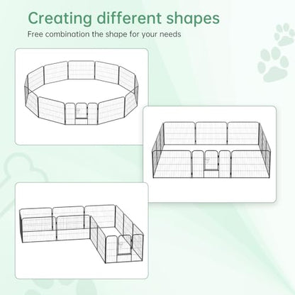 FDW Dog Playpen Dog Pen Dog Kennel 12 Panels 24 Inch Height Indoor Outdoor Folding Metal Portable Puppy Exercise Pen Heavy Duty Dog Fence for Yard Camping,Black - style: 12 Panels