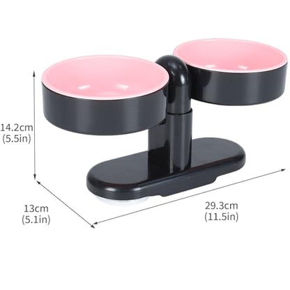 Elevated Cat Bowls, Raised Cat Food and Water Bowl Set with Removable Double Dishes, Adjustable Tilt Stand, Suction Cup Base, Dishwasher Safe Pet Feeder for Cats, Kittens, Small Dogs, Pink