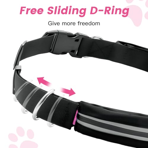 Caudblor Waist Leash for Medium Large Dog Walking, Bungee Hands Free Leash with Zipper Pouch, Around The Waist No Pull Running Dog Belt, Padded Handle Jogging No Hands Heavy Duty - color: Rose
