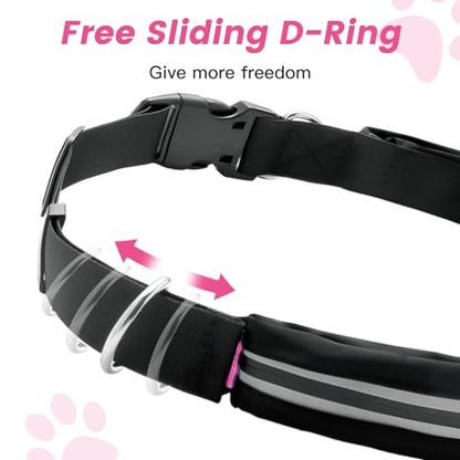 Caudblor Waist Leash for Medium Large Dog Walking, Bungee Hands Free Leash with Zipper Pouch, Around The Waist No Pull Running Dog Belt, Padded Handle Jogging No Hands Heavy Duty - color: Rose