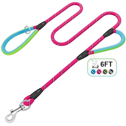 Dog Leash Heavy Duty 4/5/6ft XiaZ 2 Handles Dog Leashes for Medium Large Dogs 1/2 Inch 1000lb Strength Reflective PVC Waterproof-Handles Metal Hook Dual-Handle Rope Leash Nighttime Safety - color: Red, size: 6FT (1/2")-1