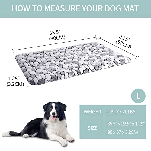 VANKEAN Dog Crate Pad Bed Mat Reversible (Warm & Cool), Soft Pet Sleeping Mat Dog Bed for Crate Suitable for Small to XX-Large Dogs and Cats, Machine Washable Crate Beds, Grey Stone Pattern - size: Large