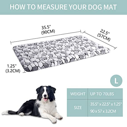 VANKEAN Dog Crate Pad Bed Mat Reversible (Warm & Cool), Soft Pet Sleeping Mat Dog Bed for Crate Suitable for Small to XX-Large Dogs and Cats, Machine Washable Crate Beds, Grey Stone Pattern - size: Large