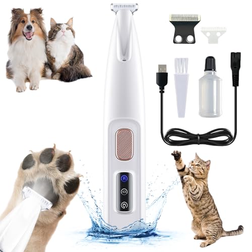 Paw Trimmer, Calm Clippers for Cats, Electric Dog Trimmer for Paws, Rechargeable Dog Paw Hair Trimmer with Led Light Low Noise Waterproof