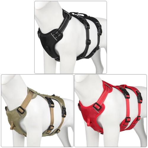 Red No-Pull Dog Harness, Reflective Padded Design for Small/Medium/Large Dogs, Adjustable & Escape-Proof Dog Vest.M:33-61 lbs (Chest:18-25",Neck:17-21") - color: Red, size: M:33-61 lbs (Chest:18-25",Neck:17-21")