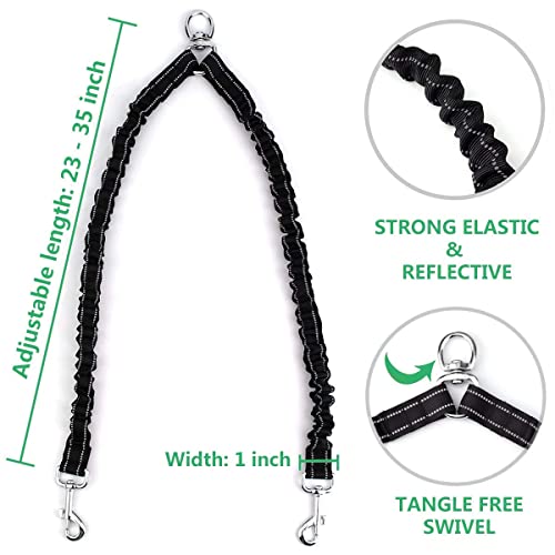 Dual Retractable Dog Leash for 2 Large Dogs (Up to 110 Lbs Each) - 18.5 FT Extendable Double Headed Pet Leash with Poop Bags, Non Slip Grip - One Button Break & Lock, 360 Tangle-Free (Gray, Large) - color: Gray, size: Large
