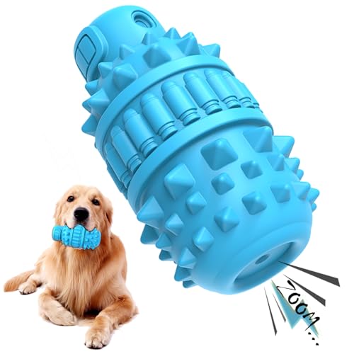 PIFFZEDO Dog Toys for Aggressive Chewers,Interactive Natural Rubber Chew & Squeaky Toy for Large Medium Breed,Dog Toothbrush,Tough & Durable (Azure,Large) - color: Azure, size: Large（For 55–90lb dogs）