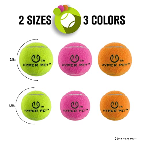 Hyper Pet Tennis Balls for Dogs - 12 Pack 2.5'' Durable Non-Toxic Outdoor Dog Toys Balls with Mesh Bag, for Fetch & Excercise, Medium to Large Breeds (Non Squeaky)