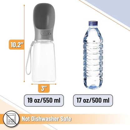 Mr. Pen- Portable Dog Water Bottle, 19 oz, Large | Leak Proof Puppy Water Dispenser with Drinking Feeder for Pets, Outdoor Walking, Hiking, Travel, Not Dishwasher Safe - color: Gray