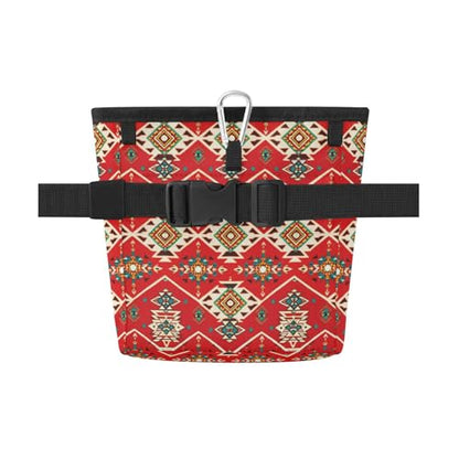 Boho Tribal Aztec Dog Treat Pouch with Magnetic Closure - Water Resistant Reflective Treat Bag for Pet Training, Walking, Portable Dog Treat Pouch, 3 Ways to Wear