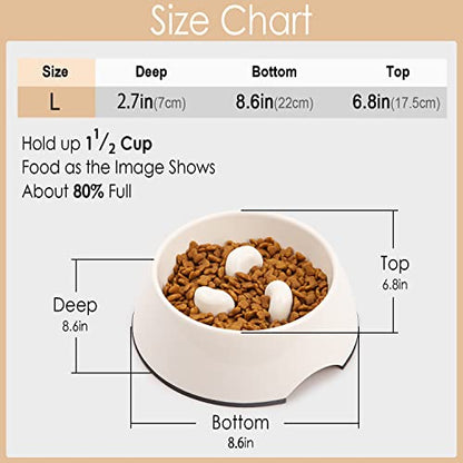 Super Design Slow Feeder Dog Bowl, 1.5 Cup, Nonslip, Heat-Resistant, Suitable for Medium to Large Dogs - color: Rose, size: L