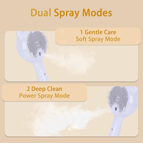 Pet Steam Brush for Cats & Dogs ，3-in-1 Pet Grooming Comb，Reduces Shedding, Soft Bristles, Promotes Healthy Coat-Comes - Includes Waterless Shampoo，White - color: White