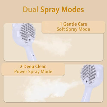 Pet Steam Brush for Cats & Dogs ，3-in-1 Pet Grooming Comb，Reduces Shedding, Soft Bristles, Promotes Healthy Coat-Comes - Includes Waterless Shampoo，White - color: White