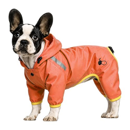 Dog Raincoat, Professional Waterproof with Taped Seams, Ultralight Urban Quick Layer, High-Vis Reflective Stripes, Dirt-Resistant & Easy Care, Year-Round Essential for Dogs (Orange, Large)