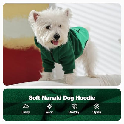 Nanaki Dog Hoodie for Small Dogs Male Female, Warm Sweatshirt Fleece Dog Sweater with Hood & Pocket- Long Sleeve,Adjustable Half-Zip, Fall Winter Spring, Puppy Chihuahua Pullover Coat Jacket Green,XS - color: Green, size: XS(Chest Girth: Less than 14.2")