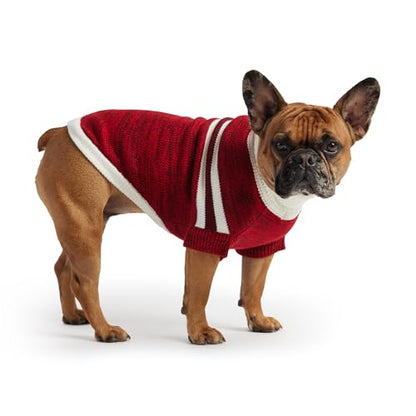 GF PET Trekking Sweater | Quality Multi-Knit Turtleneck for Small, Medium, Large Dogs | Warm Striped Heathered Pullover with Ribbed Armholes | 100% Acrylic | Machine Washable - Red - X Small - color: Red, size: X-Small