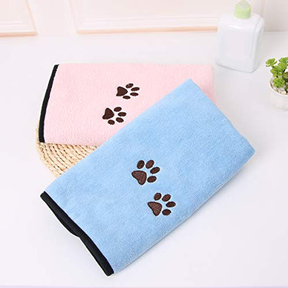 Pet Dog Cat Microfiber Drying Towel Ultra Absorbent Great for Bathing and Grooming (2-Pack) - color: Pink Blue