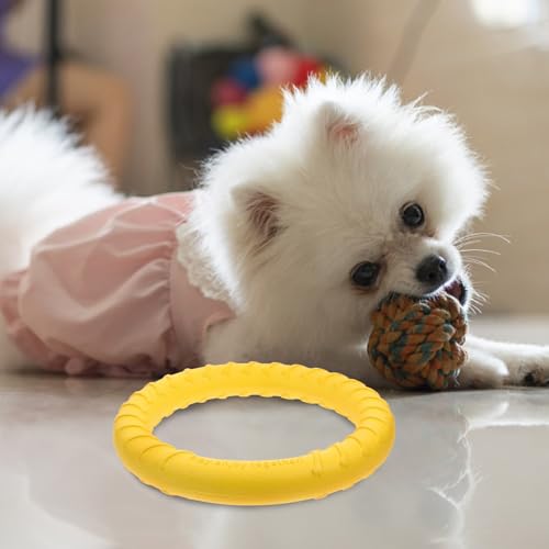 VICASKY Large Dog Chew Ring Sturdy Eva Material Yellow Interactive Teething for Medium to Large Dogs Training and Play