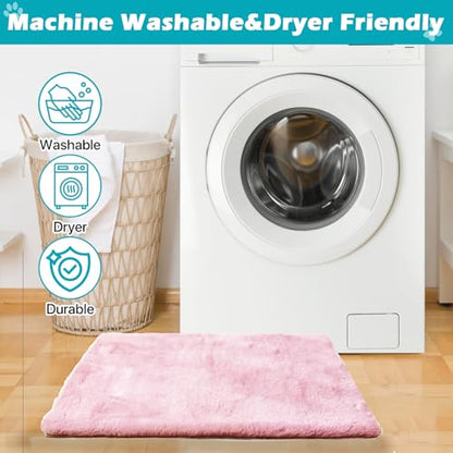 Dog Bed Mat Crate Pads for Dog Cages 24x17.7 Inch Washable Anti-Slip Dog Kennel Pad Soft Small Puppy Cage Cushion Liner, Pink - color: Pink, size: 24 in(L)×17.7 in(W)×1 in(H)